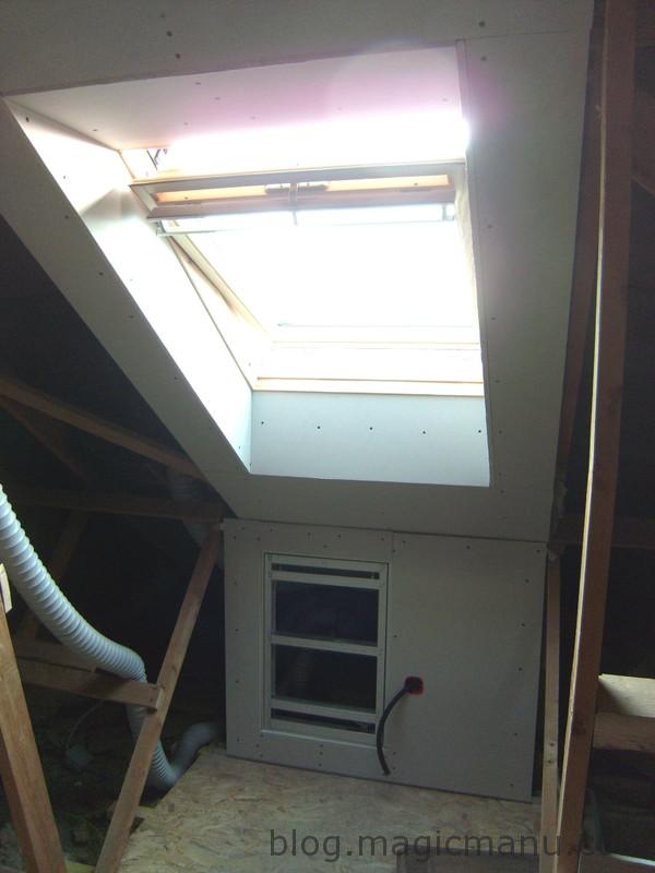 Blog de magicmanu :Aménagement de notre maison, Habillage Velux en placo, 2ème chambre