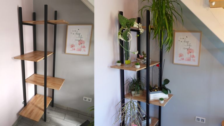 Fabriquer une étagère d’angle en bois et métal pour plantes