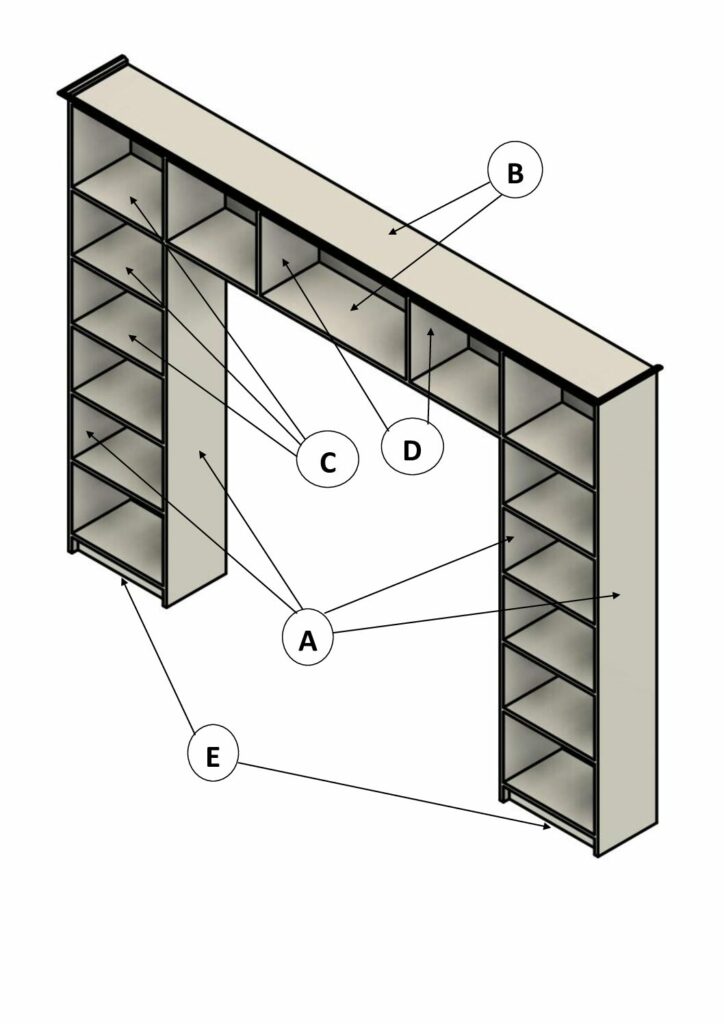 thumbnail of Tête de lit bibliothèque, découpe des planches